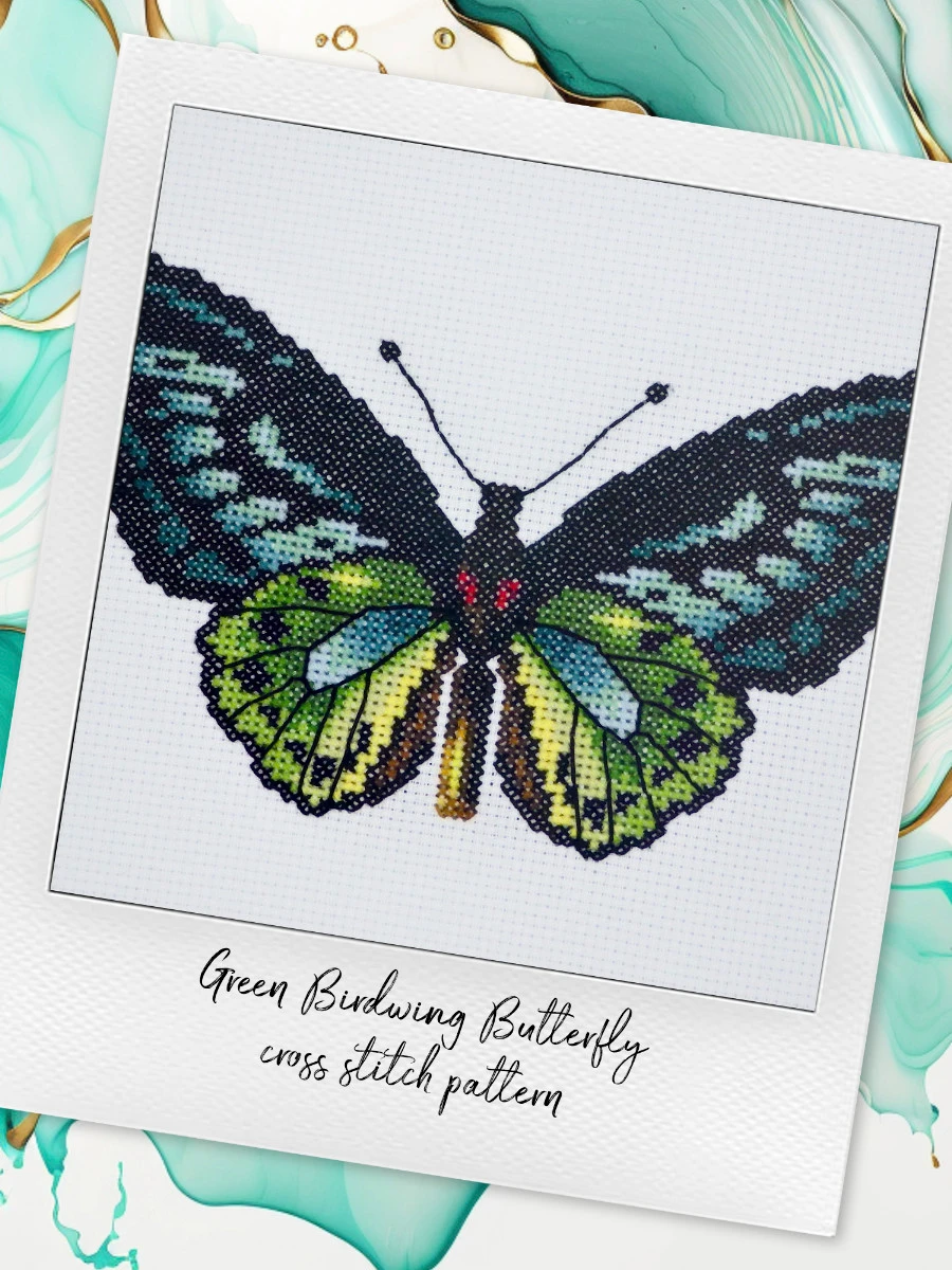 Green Birdwing Butterfly: Insect Cross Stitch Pattern PDF product image (4)