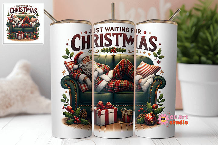 Just Waiting For Christmas Tumbler Wrap PNG product image (1)