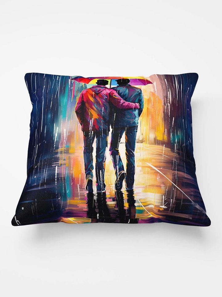 Gay Love In The Rain – Romantic Throw Pillow product image (2)