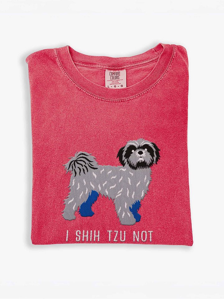 I Shih Tzu Not T-Shirt(Embroidered) of a Shih Tzu(Blue) product image (1)