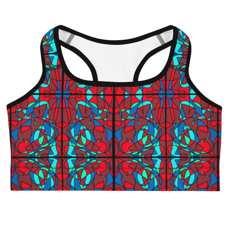 Red Stained Glass – Vibrant Red Pattern Basic Sports Bra product image (1)