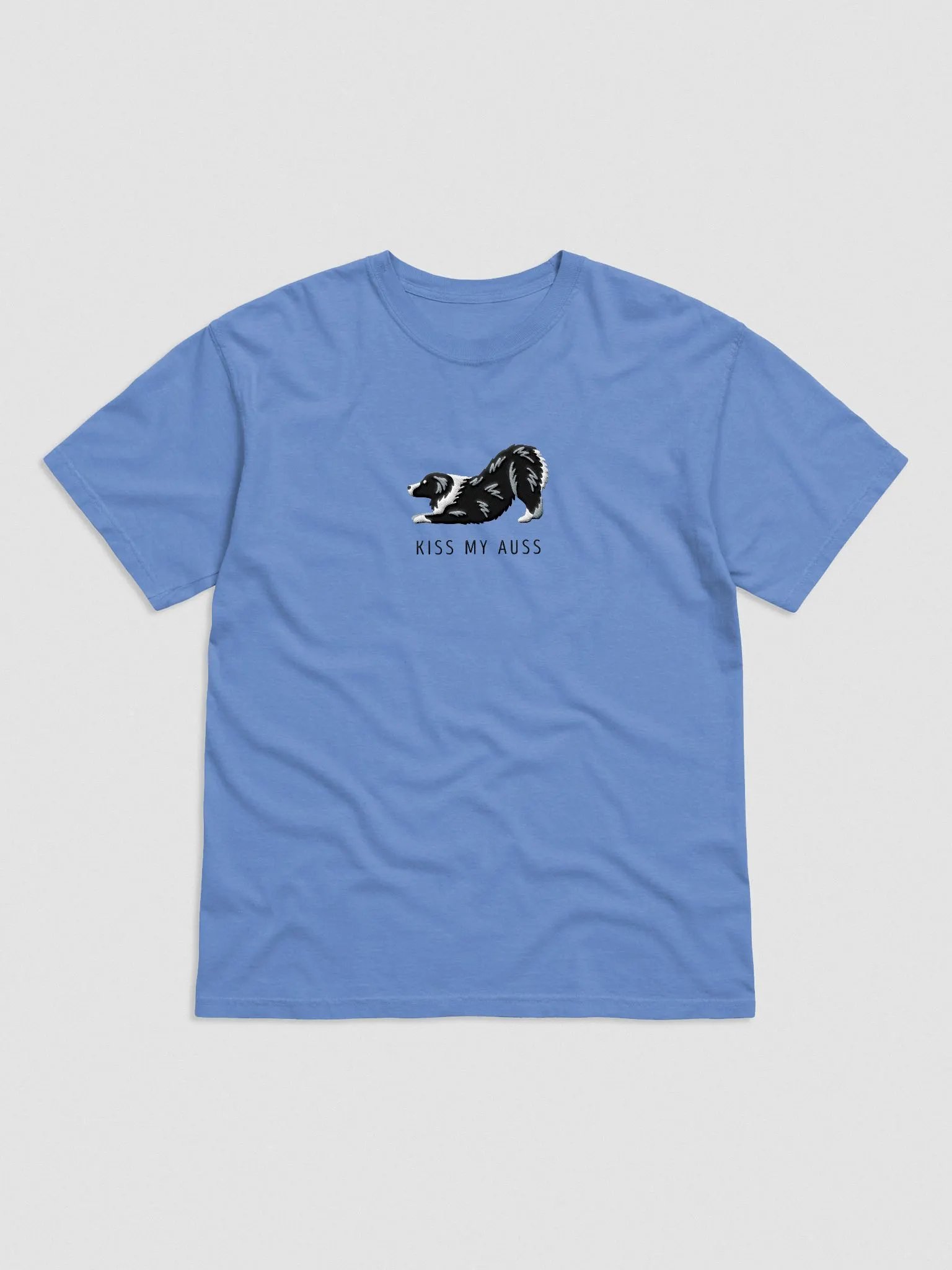 Kiss My Auss(2) T-Shirt(Embroidered) of an Australian Shepherd(Black & White) product image (4)
