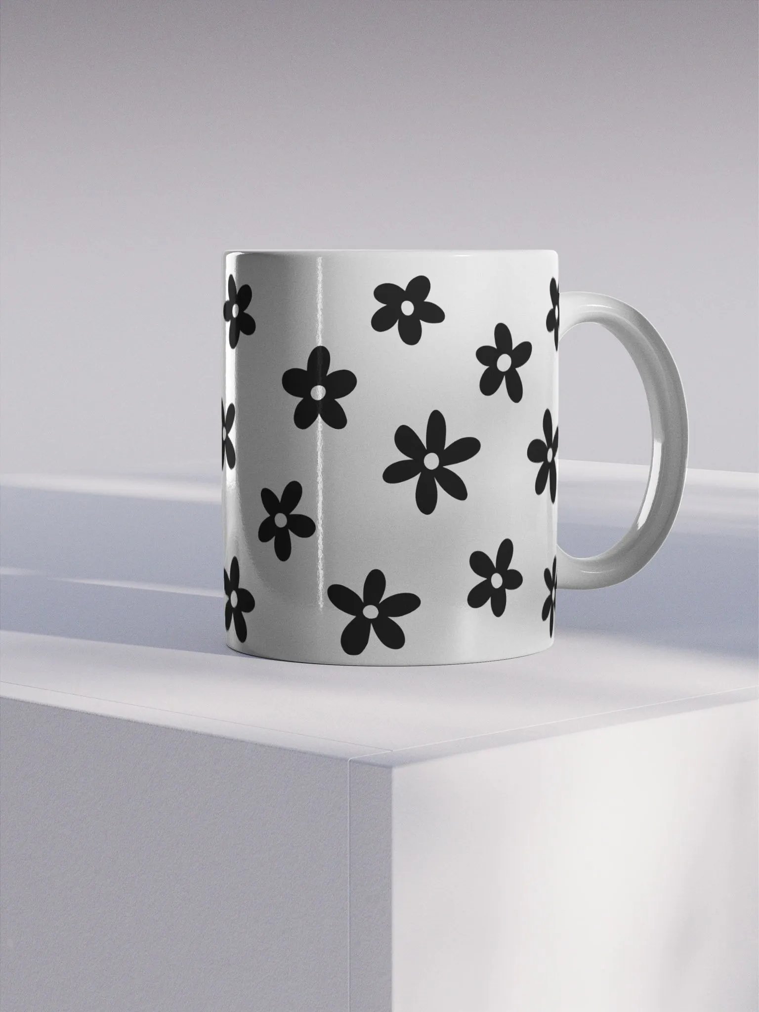 black and white floral mug product image (4)