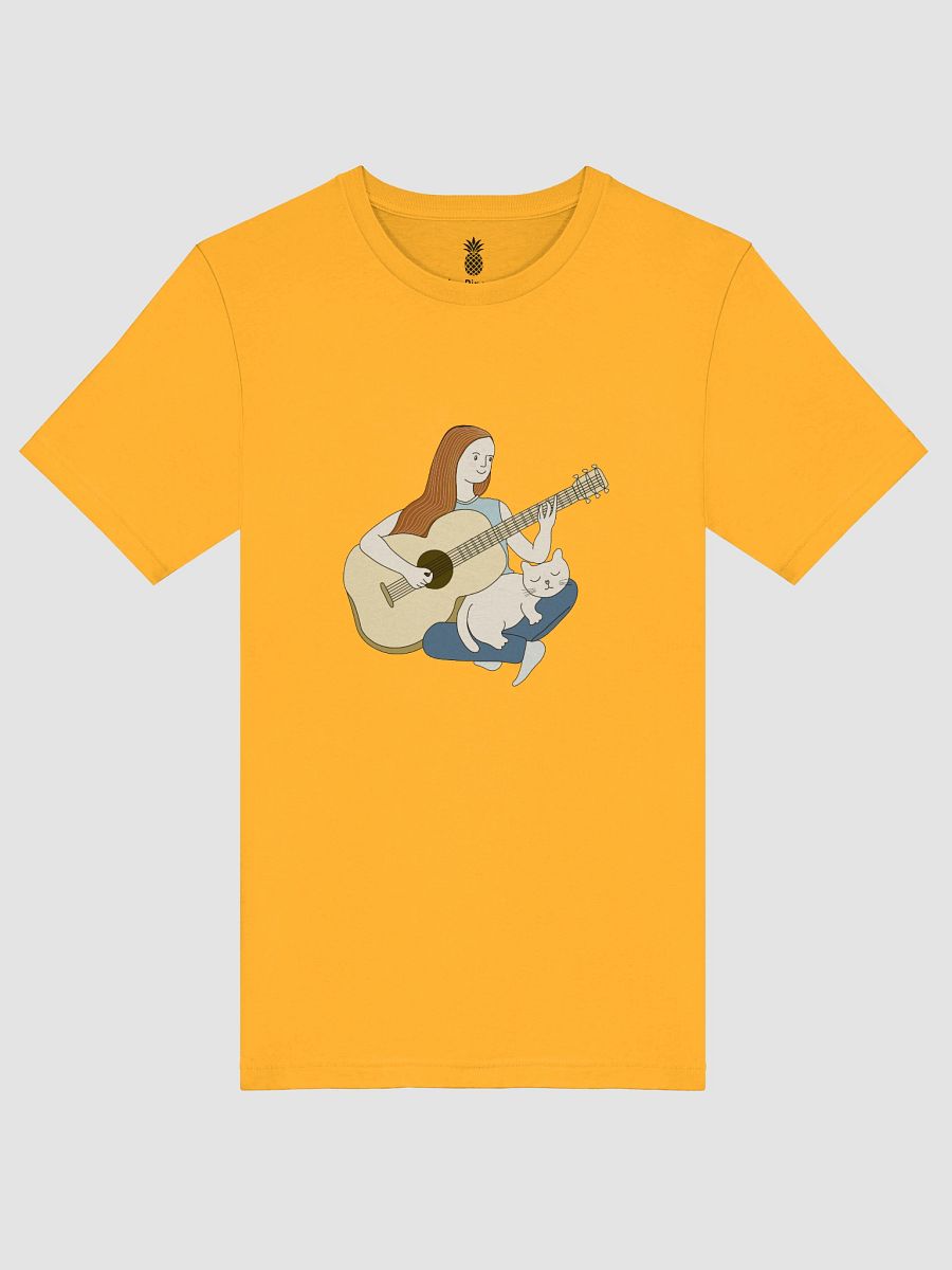 Woman Playing Acoustic Guitar and Her Cat Unisex T-Shirt product image (53)