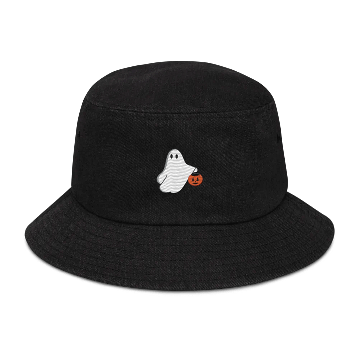 Ghost with Pumpkin Embroidered Denim Bucket Hat product image (1)