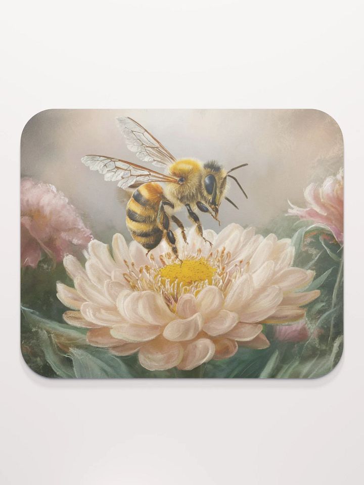 Bee in cream colored flower Mousepad product image (1)