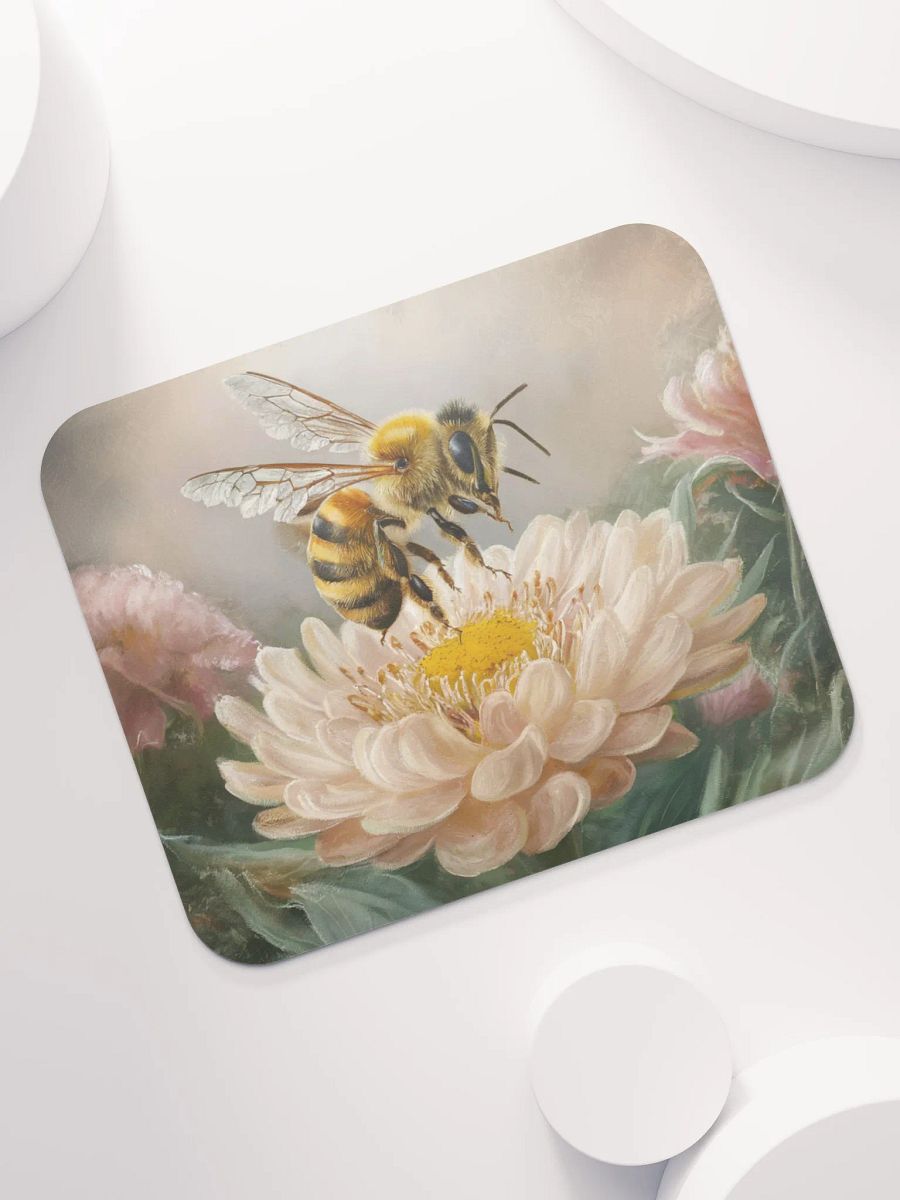 Bee in cream colored flower Mousepad product image (6)