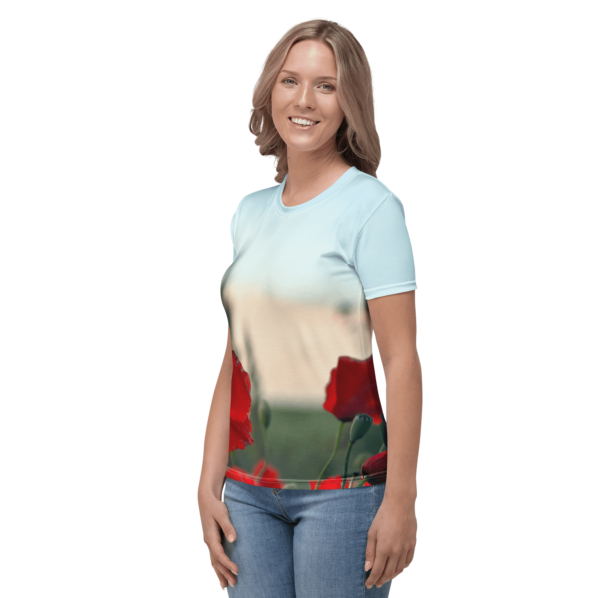 Damen T-Shirt mit Rundhalsausschnitt - Mohnblumen product image (3)