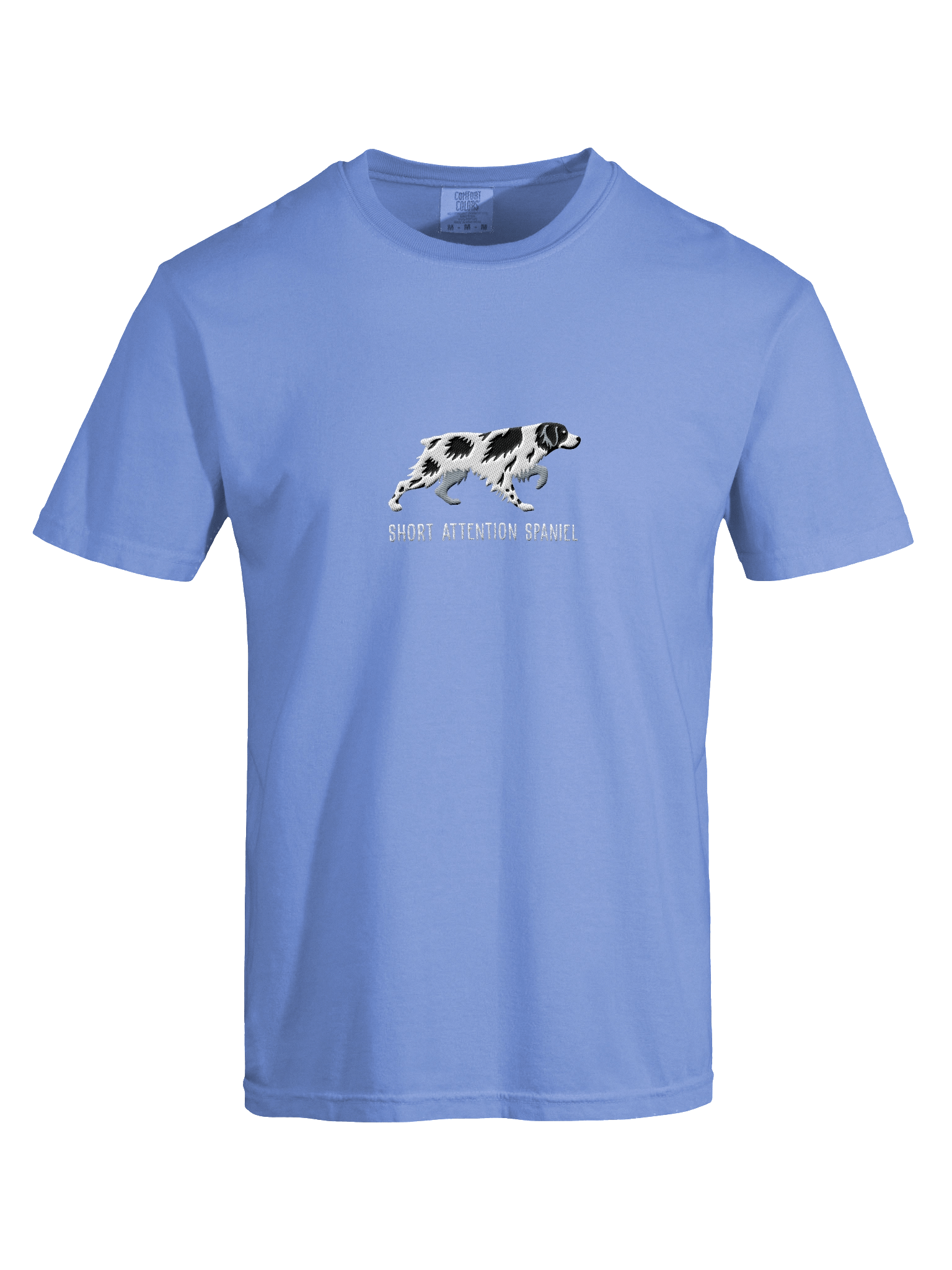 Short Attention Spaniel T-Shirt(Embroidered) of a Brittany Spaniel(Black & White) product image (37)