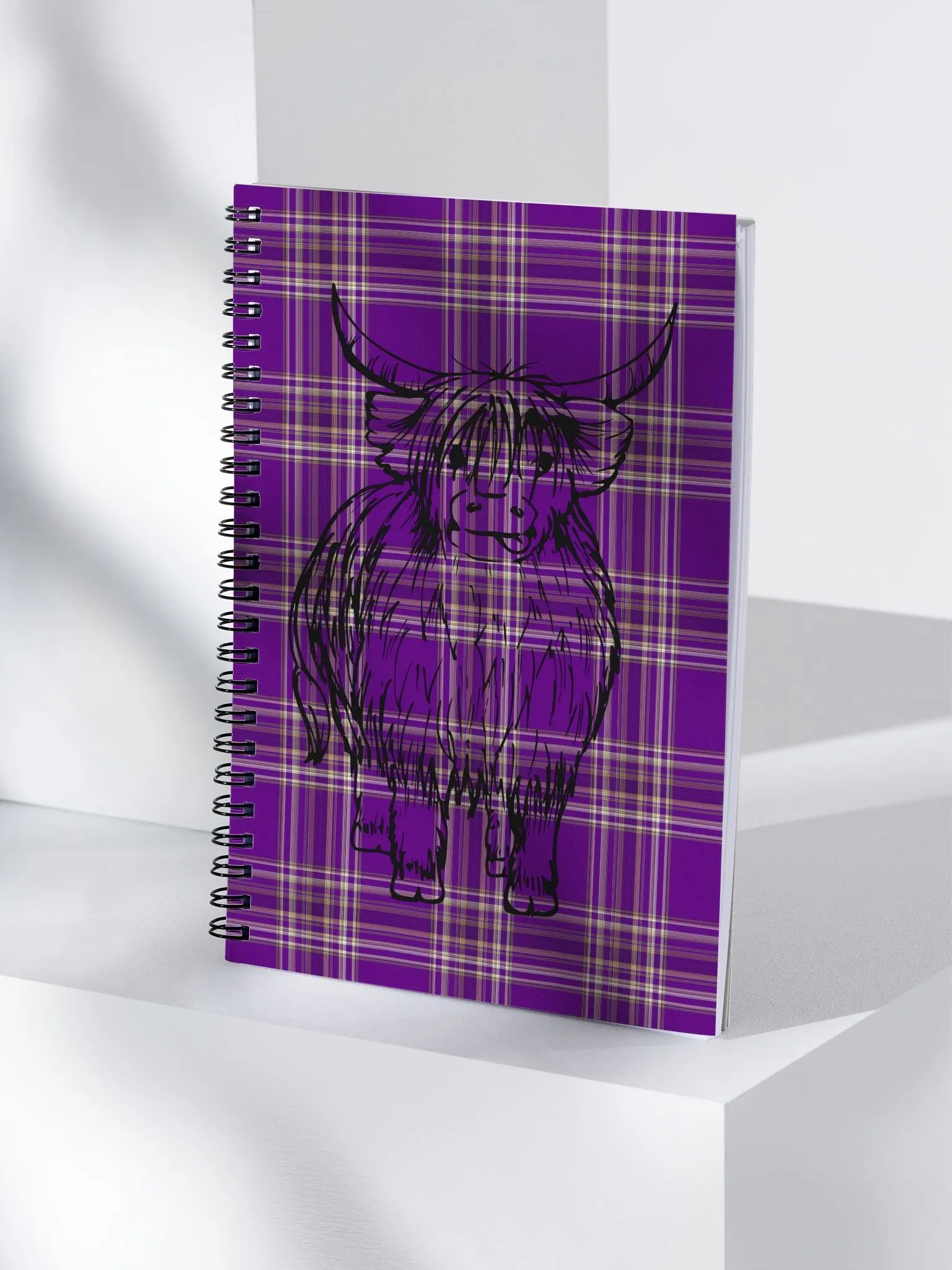 Highland Cow Plaid Dreams Spiral Notebook product image (4)