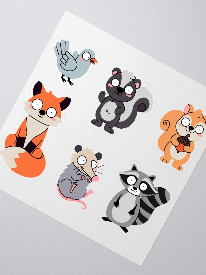 Urban Wildlife – Cute, Hand-Drawn Sticker Sheet Featuring Fox, Skunk, Squirrel, Possum, Pigeon and Raccoon for Planners, Journals, and Crafts product image (2)