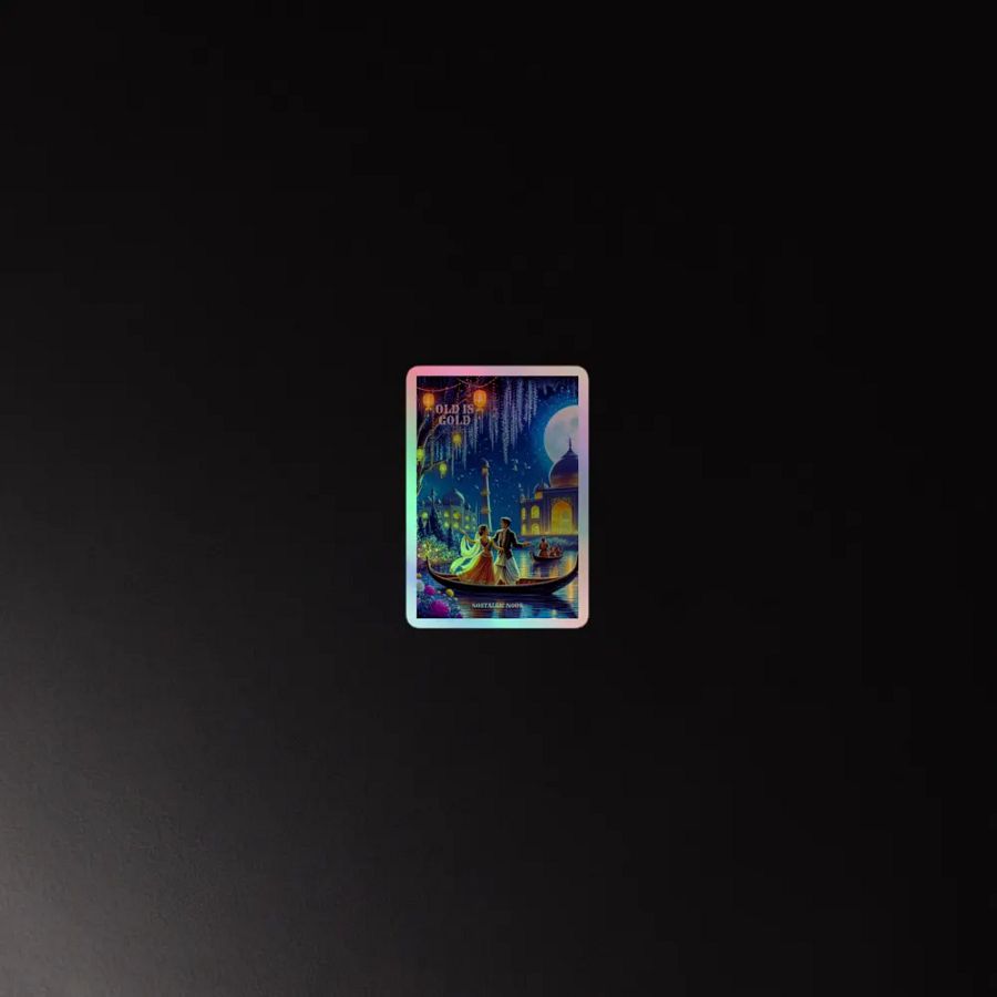 Holographic sticker. Moonlit Hindi music vintage oldies purana din product image (2)