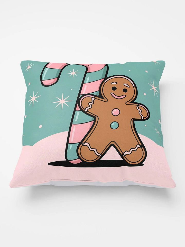 Festive Candy Cane and Gingerbread Man All-Over Print Pillow product image (2)