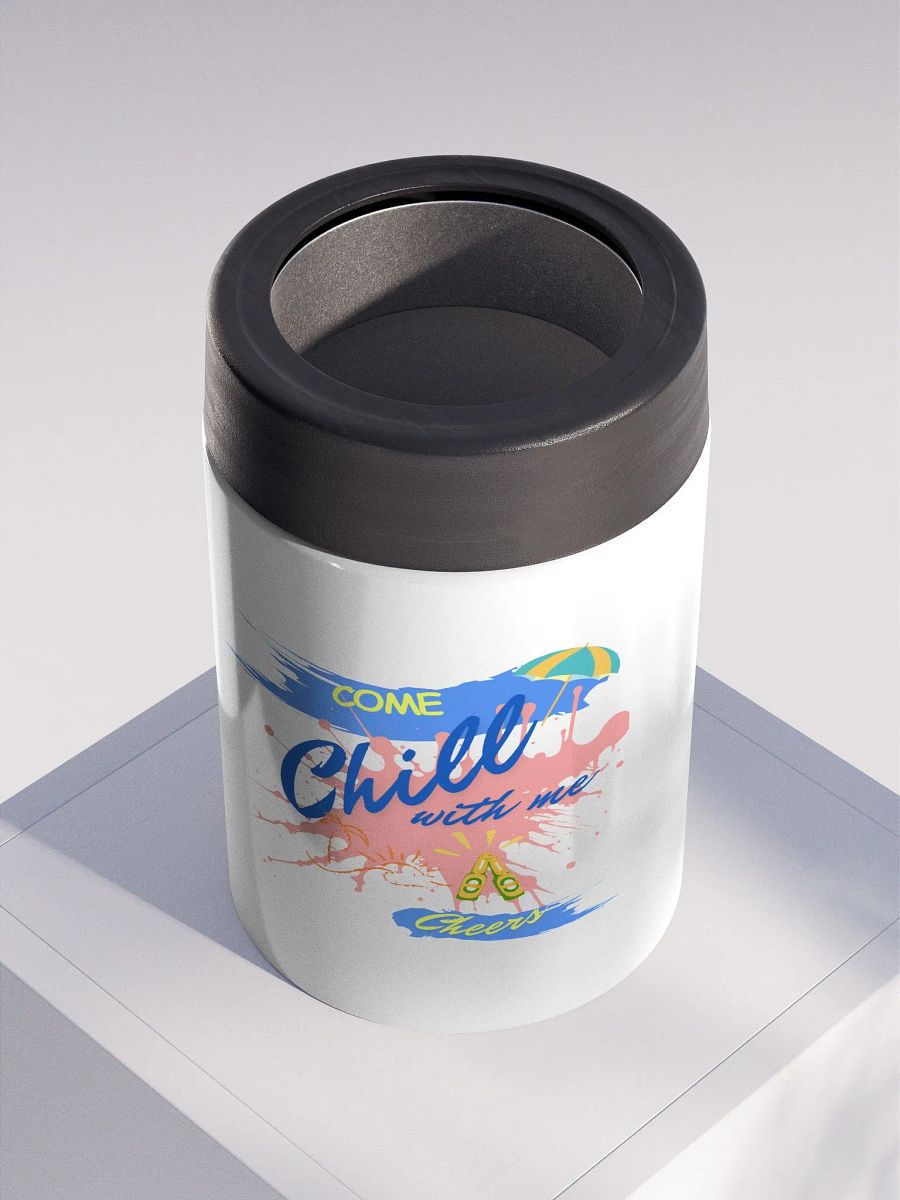 Stainless steel Koozie for your summer parties.   ‘Come chill with me’ design. product image (2)