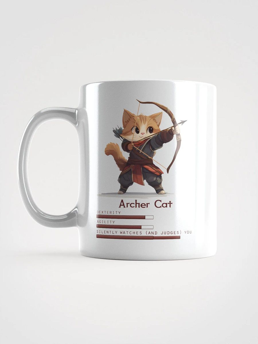 RPG Archer Cat white ceramic mug 11oz 15oz 20oz for gamers and cat lovers product image (17)