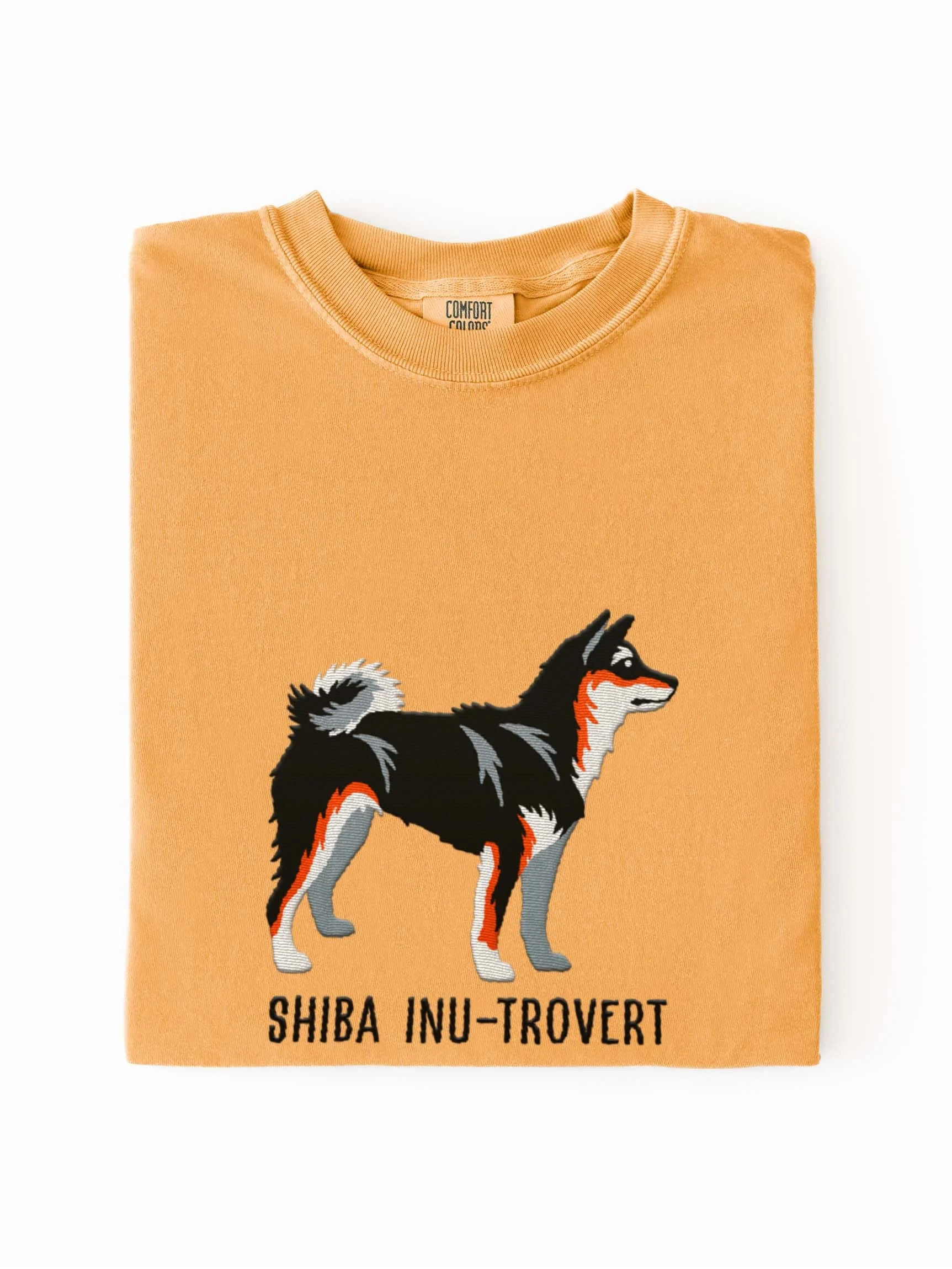 Shiba Inu-trovert T-Shirt(Embroidered) of a Shiba Inu(Tricolor) product image (1)
