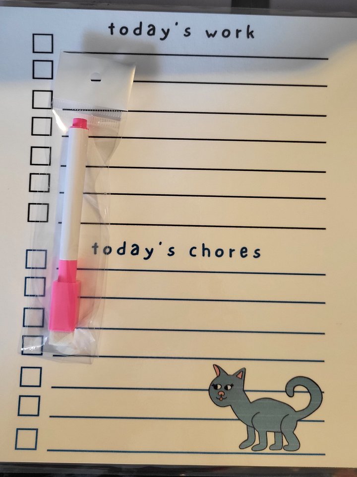 Cute Cartoon Grey Kitty Laminated To Do List with Dry Erase Marker product image (1)