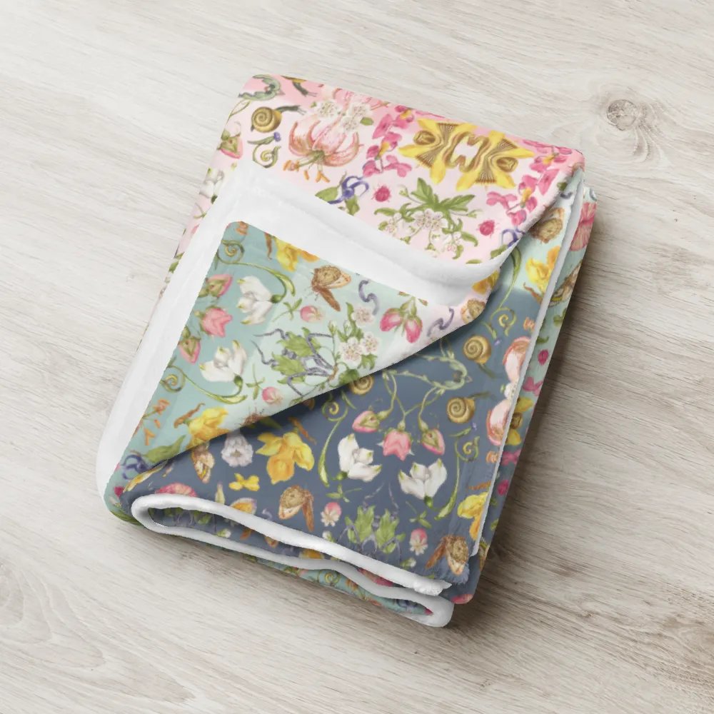 Exotic Blooming Floral Butterfly Pink/Mint Stripe Throw Blanket product image (7)