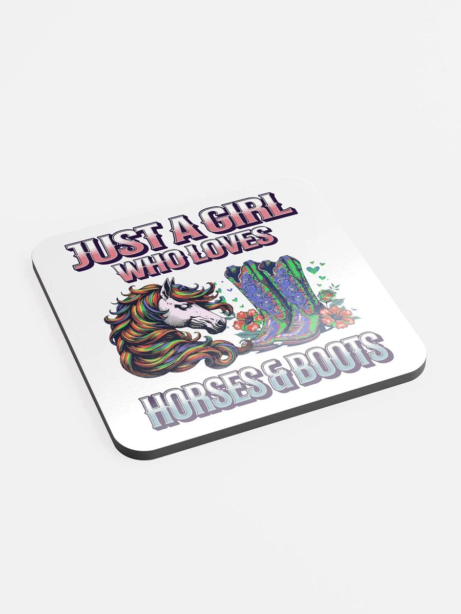 Just A Girl Who Loves Horses and Boots Illustrated Cork Coaster product image (2)