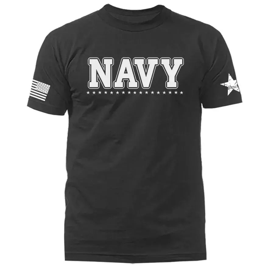 Navy Military Patriotic US Flag Veteran Graphic T-shirt product image (2)