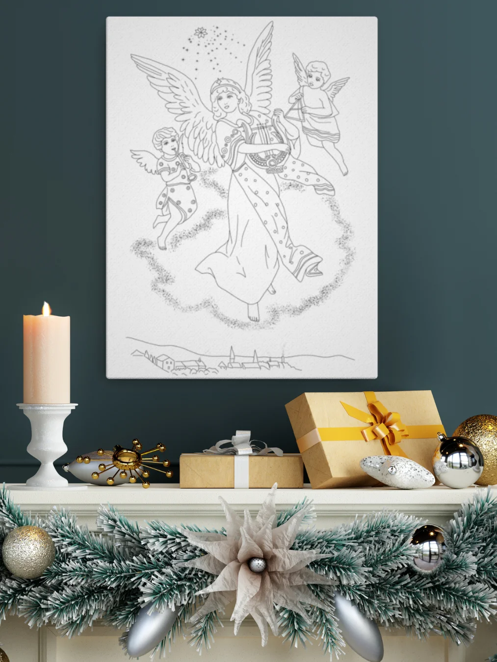 Color-Your-Own Christmas Angel on Canvas product image (1)