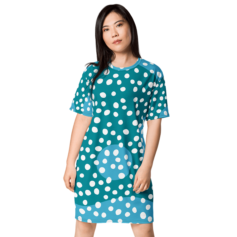 Teal Polka Dot T-Shirt Dress - Oversized & Stretchy product image (1)