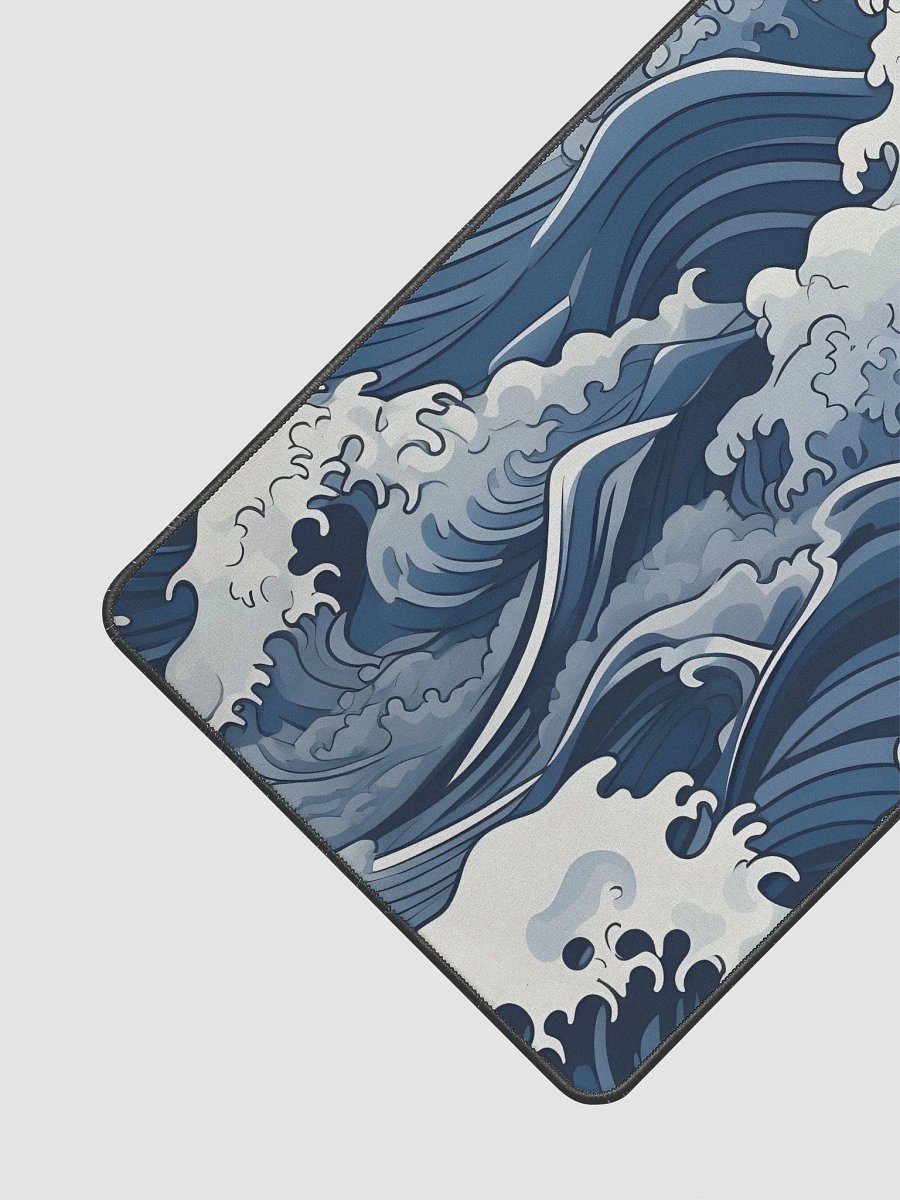 Japanese Waves White and Blue Desk Mat product image (3)