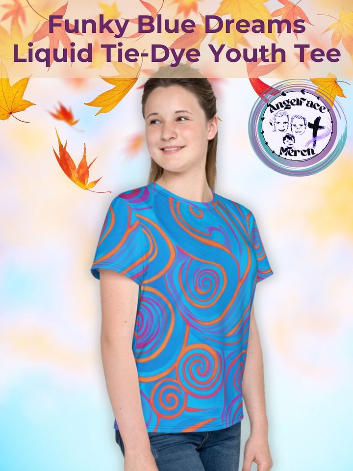 Funky Blue Dreams Liquid Tie-Dye Youth Crew Neck Tee product image (1)