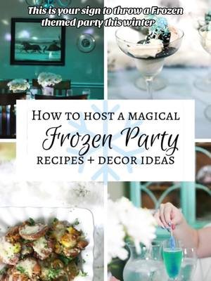 Forever one of my favorite #disneydinners. The one that started it all! 💙✨❄️ How gorgeous would this theme be for a holiday party? 🤩 Get all of these recipes and see DOZENS of Disney dinners on therosetable.com. 🌹 #christmasparty #disneychristmas #frozenparty #disney  