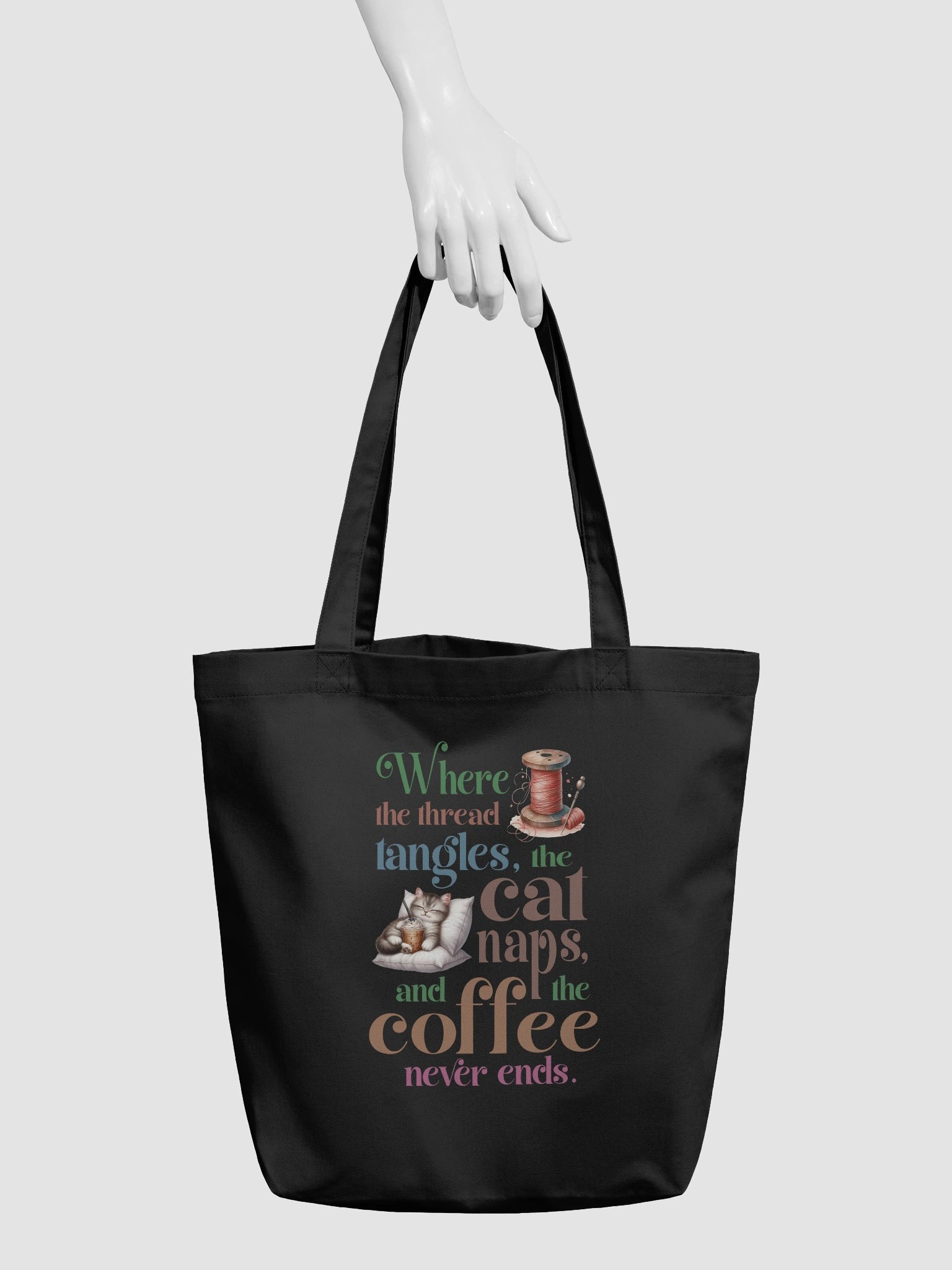 Whimsical Thread Cat Coffee Tote product image (4)