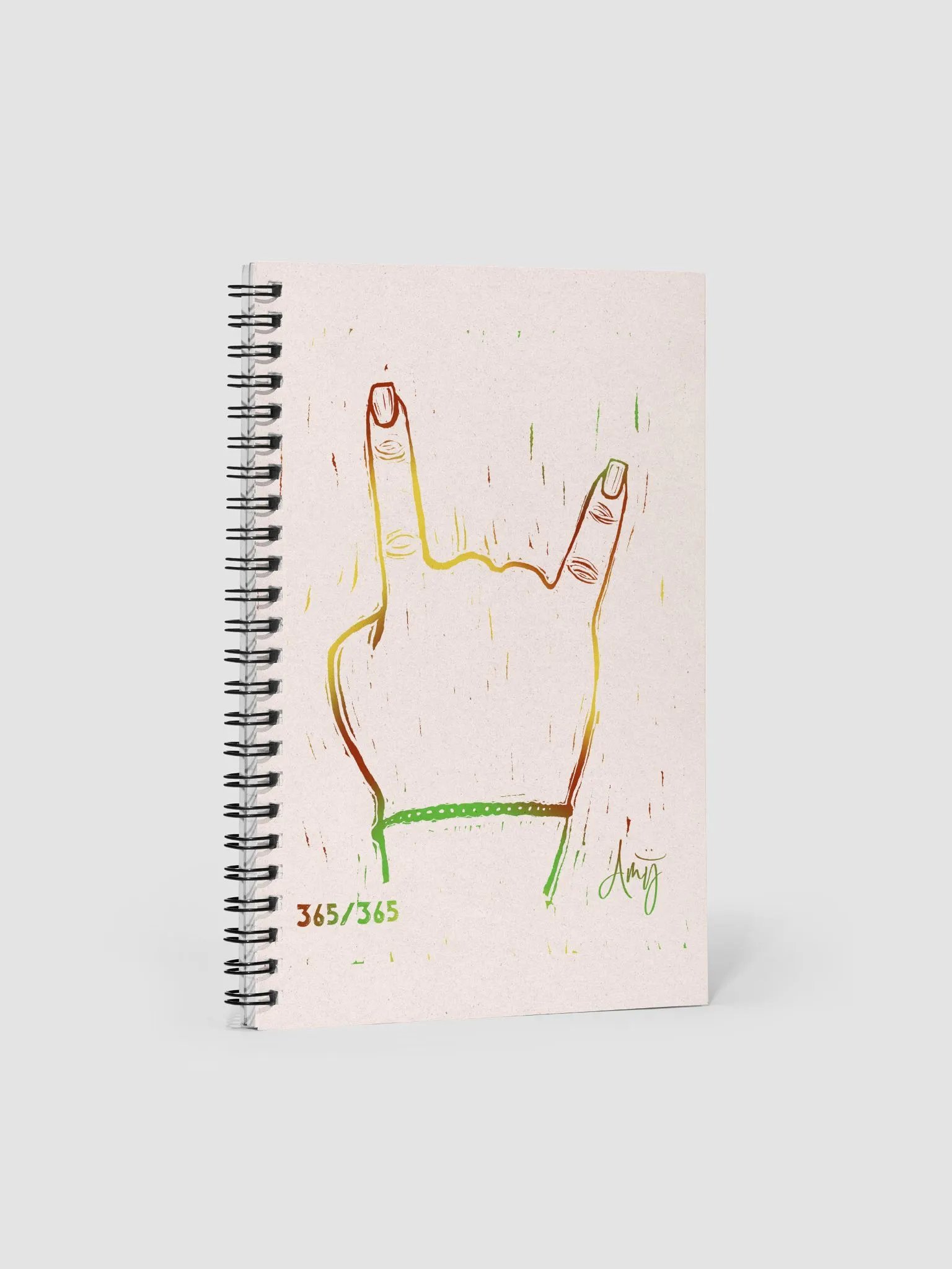 Linocut Rock On Notebook product image (1)