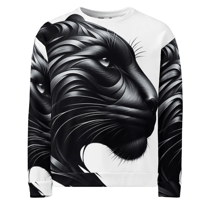 Men's White Long Sleeve T-Shirt with All-Over Panther Mandala Design – Bold and Stylish! product image (2)