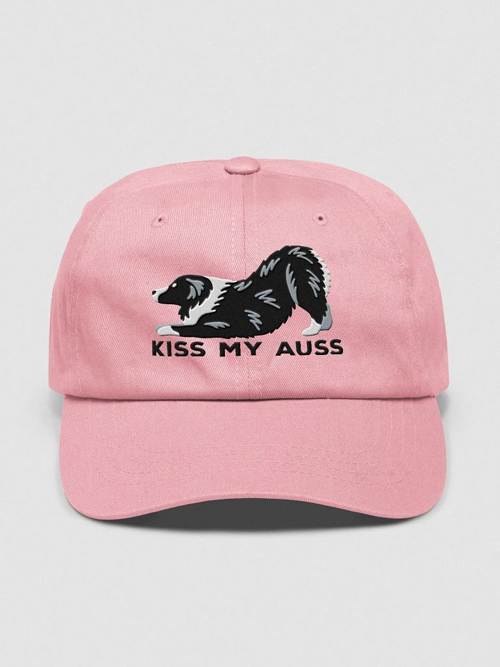 Kiss My Auss Classic Dad Hat(Embroidered) of an Australian Shepherd(Black & White) product image (25)