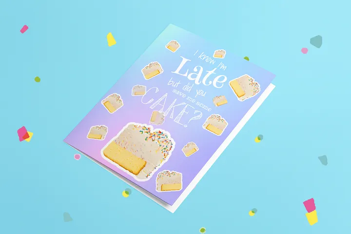 “Belated Cake” card product image (2)