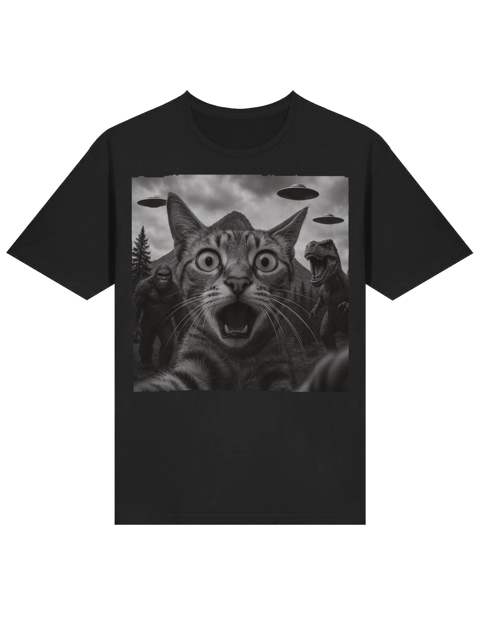 UFO Bigfoot T-Rex Selfie Cat T-Shirt product image (14)
