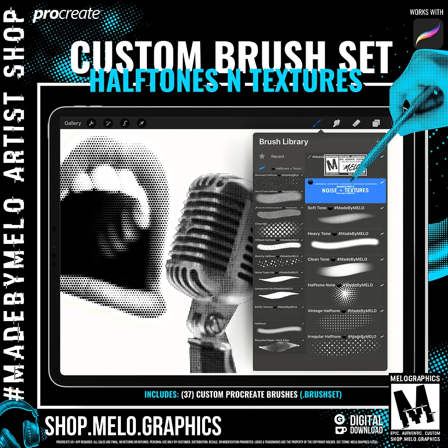 ⚫️ Halftones + Textures Procreate Brush Set | #MadeByMELO product image (3)