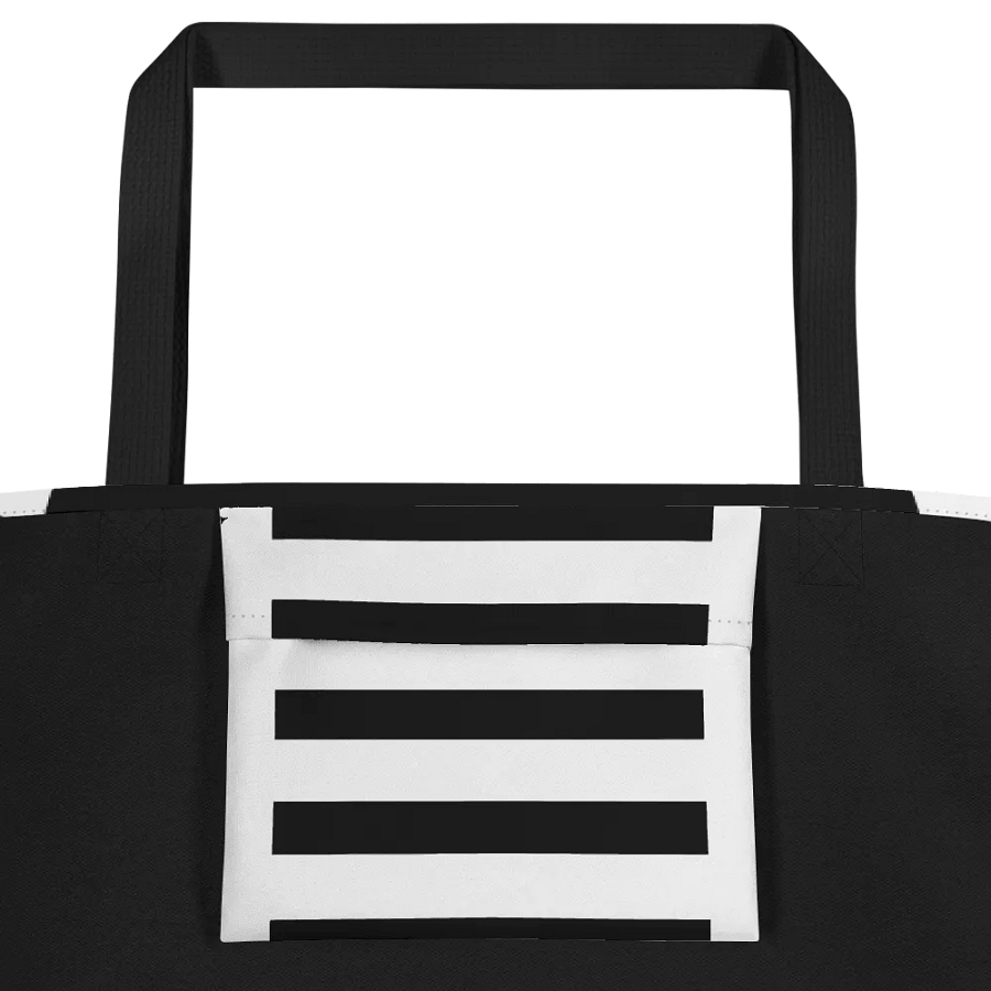 Black and White Big Squares/All-Over Print Large Tote Bag w/ Pocket by Sublicolor product image (3)