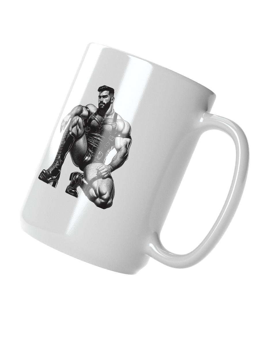 Copy of Gay Leather Top Man Leder Pride Daddy Tom of Finland Tribute Graphic Design White Glossy Mug product image (3)
