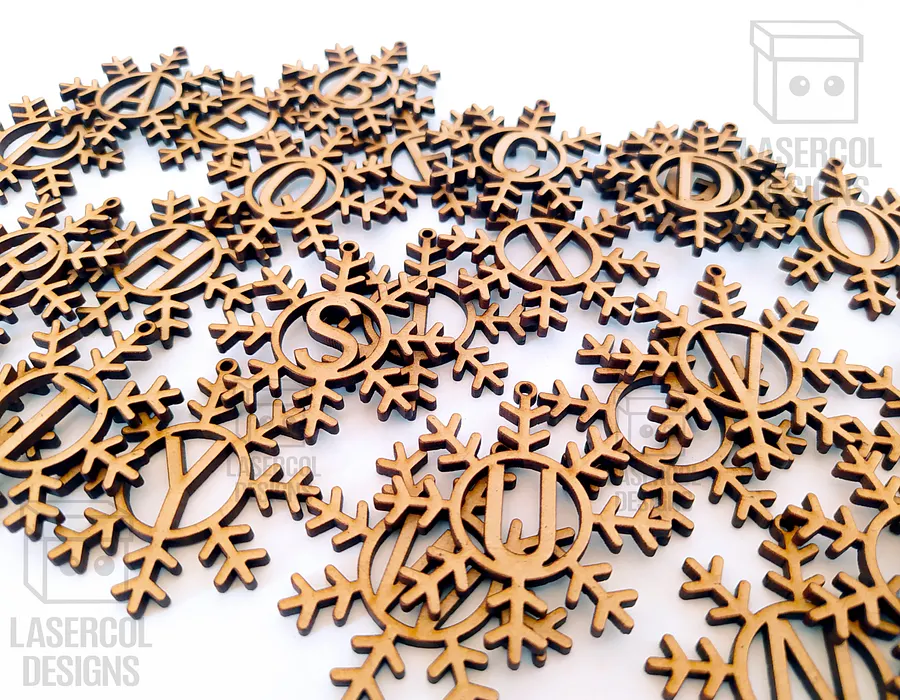 Monogram Snowflake Christmas Ornament - Laser Cut Files product image (8)