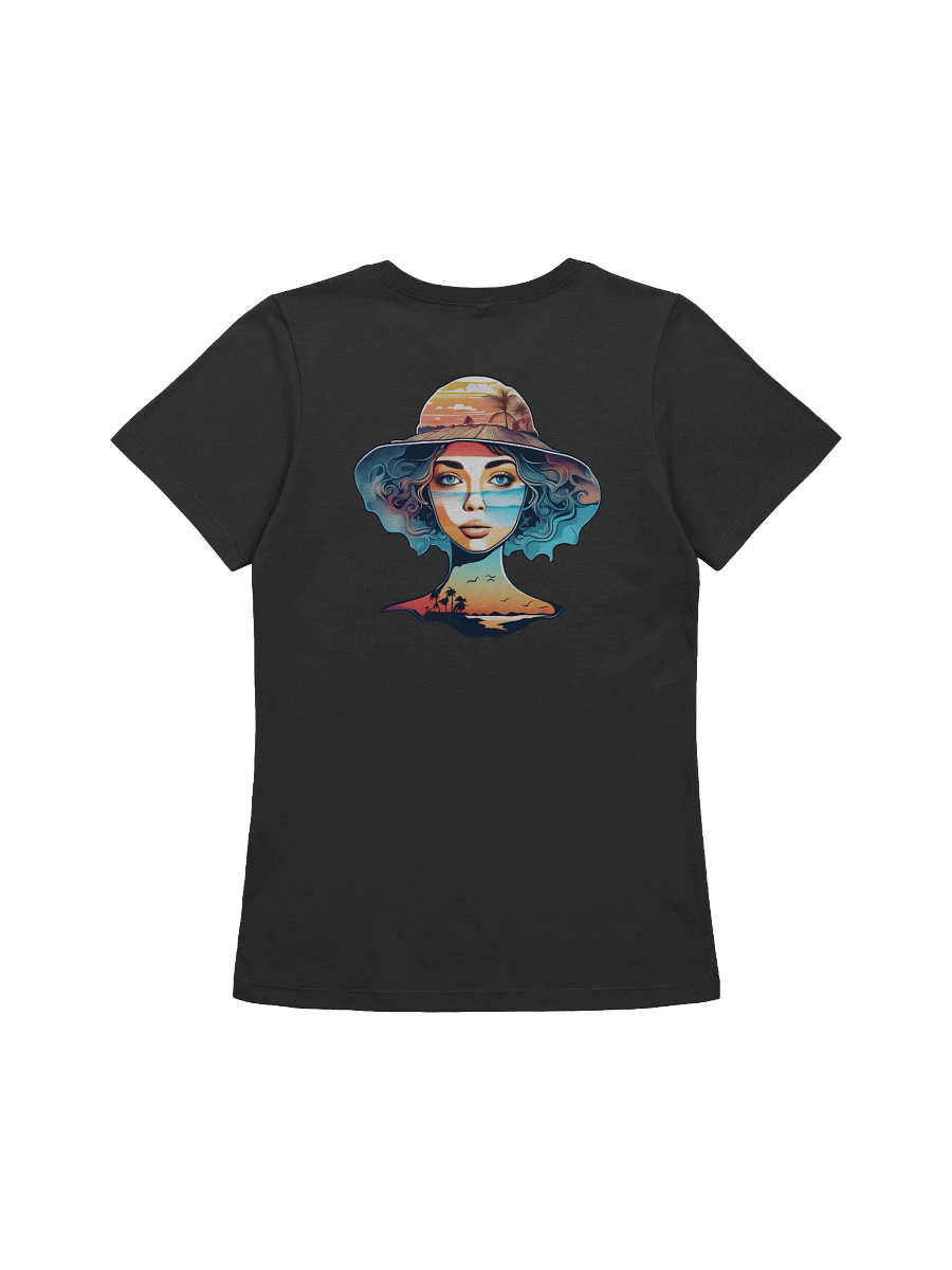 Girl with Sunhat and Tropical Sunset Beach Scene T-shirt B+C Relaxed Fit product image (2)