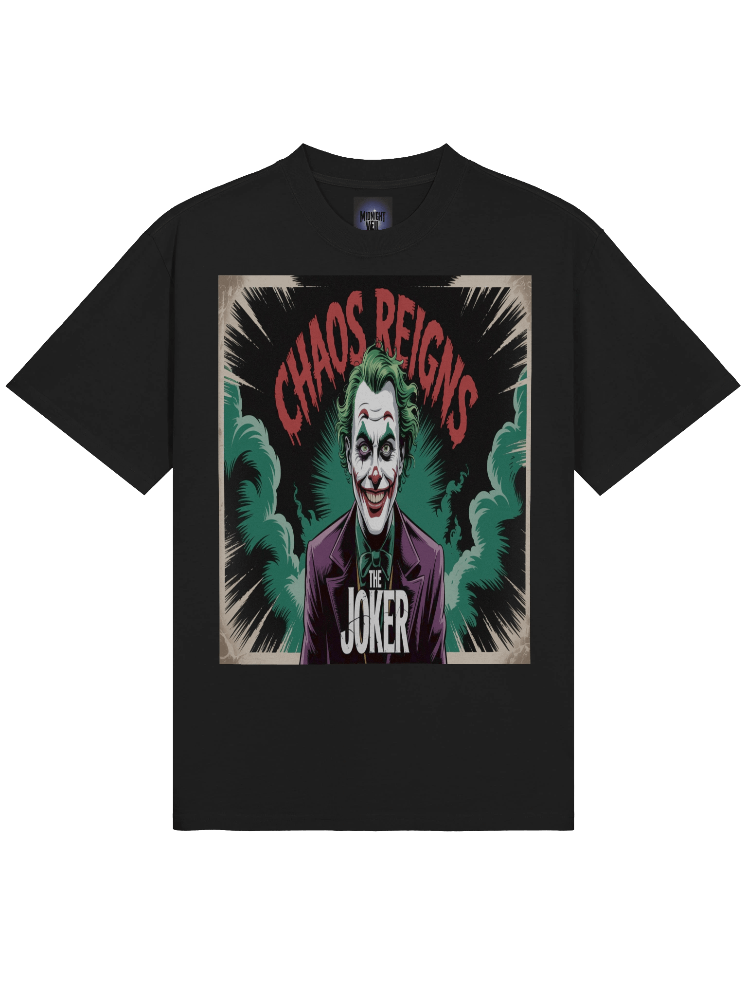 Joker 'Chaos Reigns' Vintage Poster Oversized Faded T-Shirt product image (5)