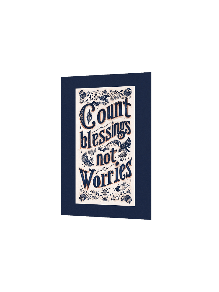 Count Blessings, Not Worries – Decorative Typography Dark Background Poster product image (2)