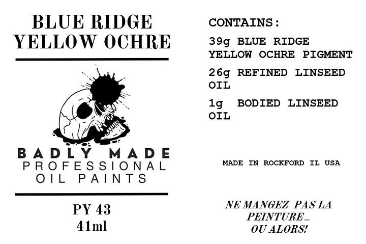 BADLY MADE PROFESSIONAL OIL PAINT BLUE RIDGE YELLOW OCHRE PY 43 product image (2)