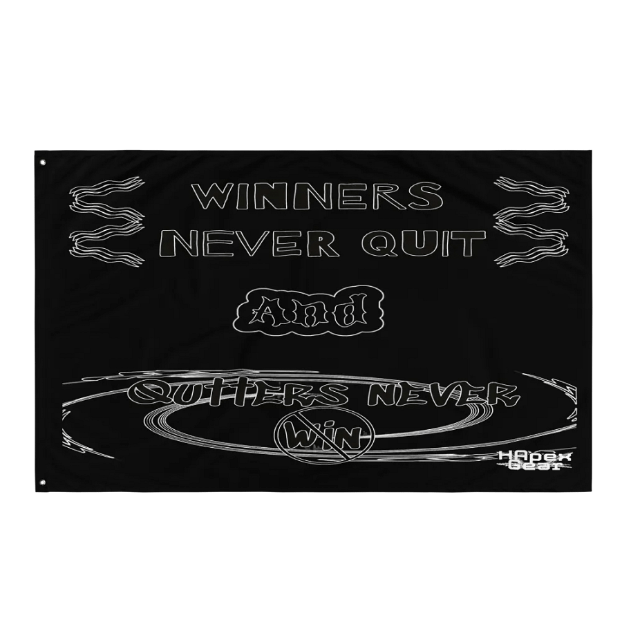 Winners Never Quit and Quitters Never Win - Black - Flag product image (3)