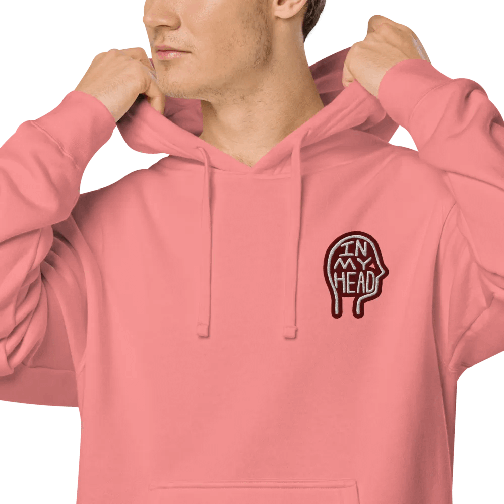 In My Head (L.C. maroon bubble design 2) embroidered pigment hoodie product image (7)