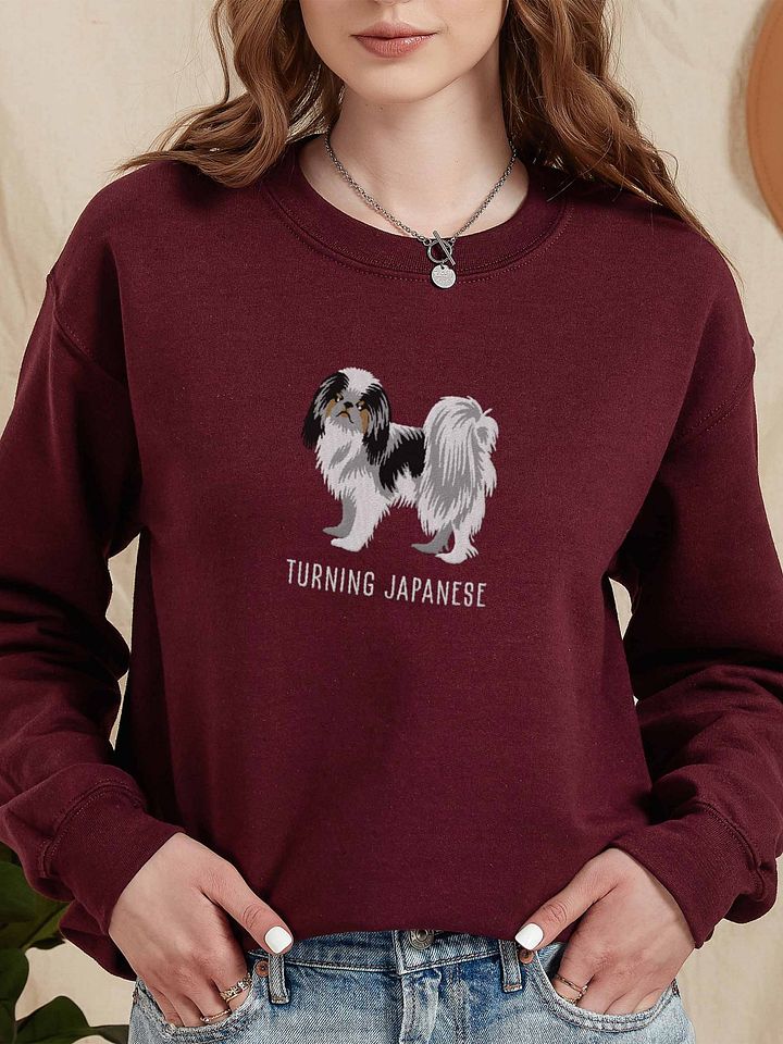 Turning Japanese Sweatshirt (Embroidered) of a Japanese Chin(Tricolor) product image (2)
