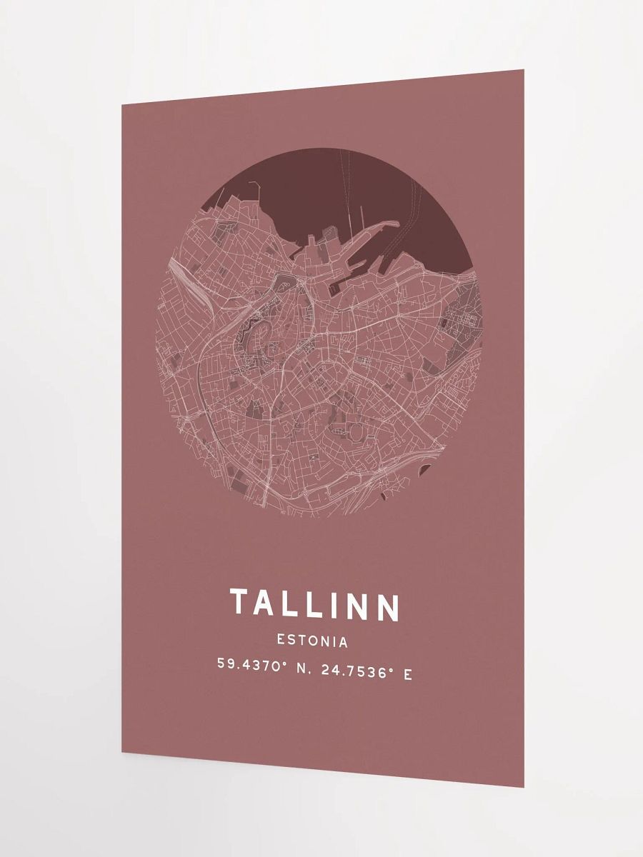 Tallinn Street Map Poster – Red Minimalist Circular City Art product image (5)