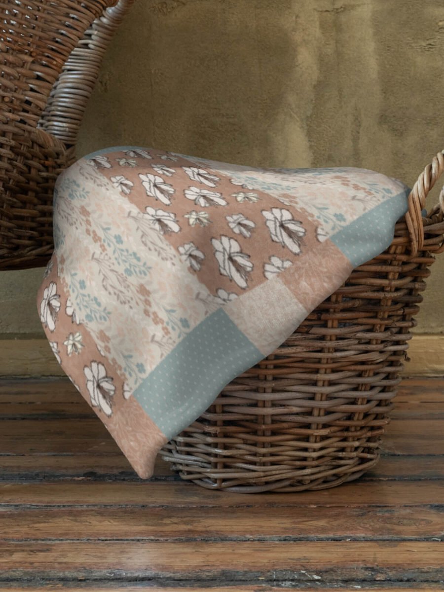 Vintage Romance Taupe Floral Patchwork Throw Blanket product image (3)