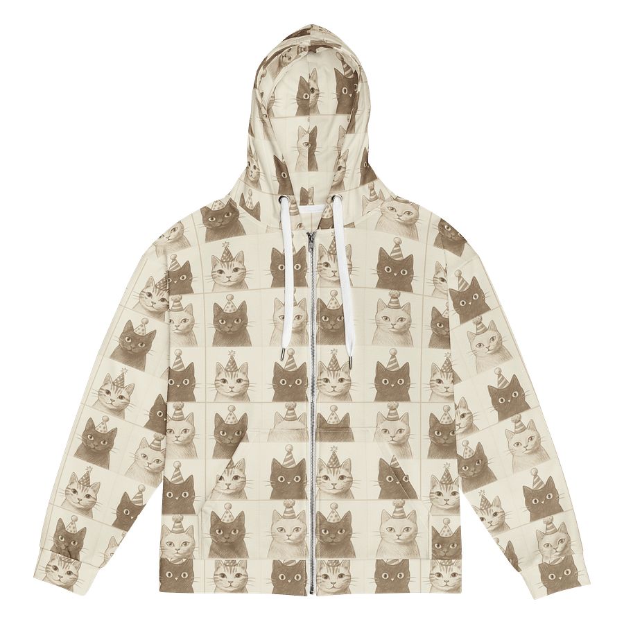Whimsical Cat Party Unisex Zip Hoodie product image (3)