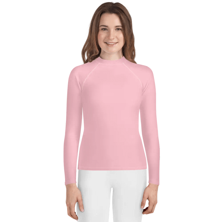 Youth Plain Color Pink Rash Guard product image (1)